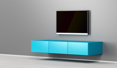 Wall mounted tv cabinet and big lcd tv