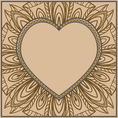 Creative Background with heart and floral ornament. Template for Valentine's Day. Vector illustration. For design, print