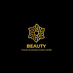logo template nature gold color symbol luxury elegant beauty fashion boutique flower - Vector 