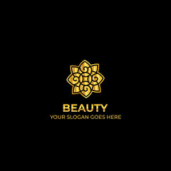 logo template nature gold color symbol luxury elegant beauty fashion boutique flower - Vector 