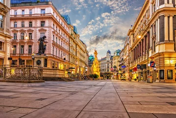 Foto op Plexiglas Graben, een beroemde straat in Wenen met de Pestzuil en beroemde © AlexAnton