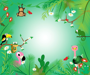 abstract background with birds and flowers