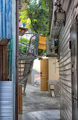 Close courtyard in a residential urban area.