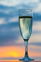 Celebratory drink at sunset