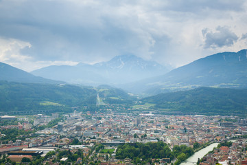 Innsbruck aerial view. Inn river