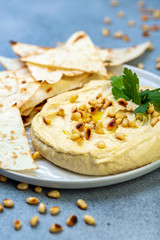 Homemade traditional spread hummus.