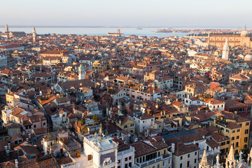 Aerial view of Venice at dawn, Italy