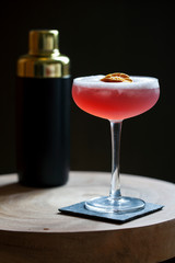 Raspberry cocktail in coup glass