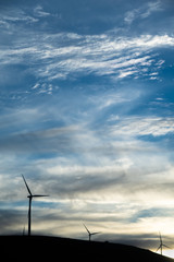 Fototapeta premium wind turbines on the hillside