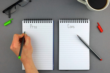 make lists on note pads for pros and cons