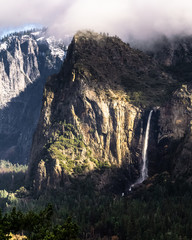 Tunnel View Waterfall and Shadows