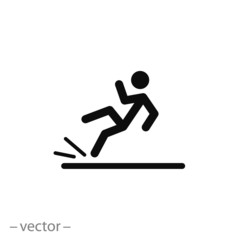 Man slipped on slippery floor, icon vector illustration of Eps10