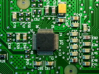 closeup of electronic circuit board