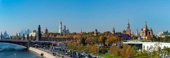 Moscow  Kremlin, Cathedral of Vasily the Blessed (Saint Basil's Cathedral)  and park "Zaryadye"  in Moscow.
