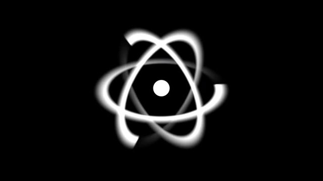 Animated atom against black background 