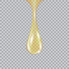 Bright gold drop of oil essence.
