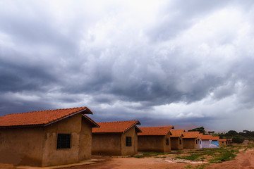 Popular houses under construction in a residential in Brazil