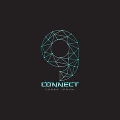 logo line network g letter lowercase with gradient blue and white can be use for slogan , company business name - vector