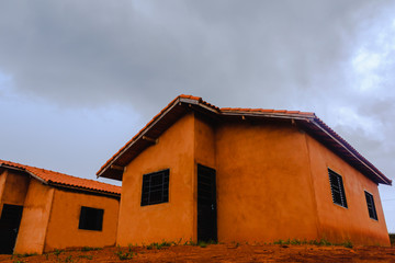 Popular houses under construction in a residential in Brazil