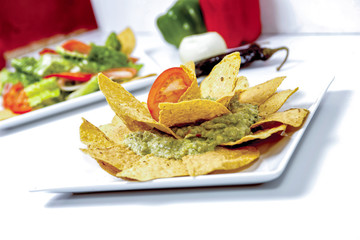 Guacamole Plate with tortilla chips