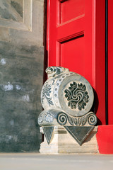 Stone carving gate pier