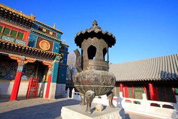 Chinese style incense burner in a temple