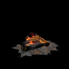 3d render fire woods