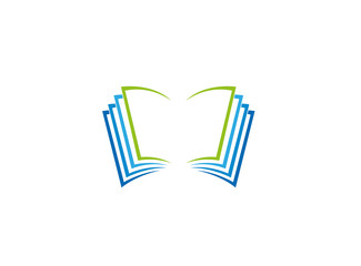 Open book pages and papers logo Design