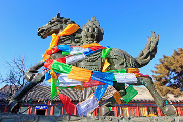 Running horse sculpture in the Dazhao Lamasery, Hohhot city, Inner Mongolia autonomous region, China
