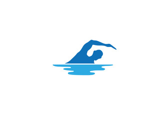 Swimming in the pool Triathlon Logo Design