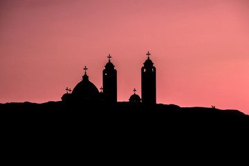 Coptic church at sunset