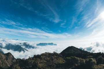 beautiful landscape on high land mountain peak