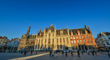 Fototapeta premium Provincial Court and Historium Bruges buildings