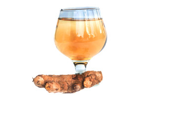 ginger with Ginger juice isolated on white background
