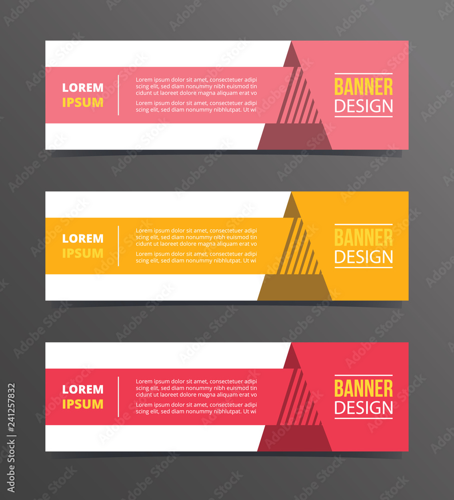 Aufkleber arrow with shadow triangle on right style banner template design with horizontal advertising banner 