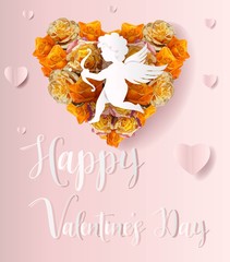Cupid and roses  Happy velentine's day