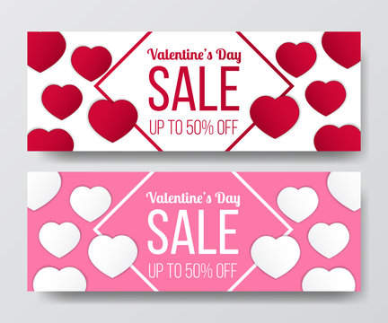 happy valentine's day sale offer card banner coupon template. vector illustration