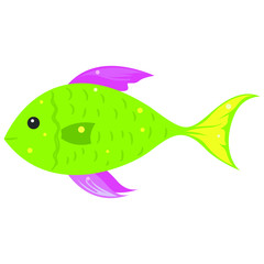 Funny illustration of a green fish