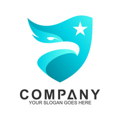 Printeagle shield with star business logo template, sport shield logo vector