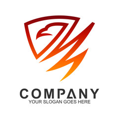 eagle shield logo with thunder shape concept