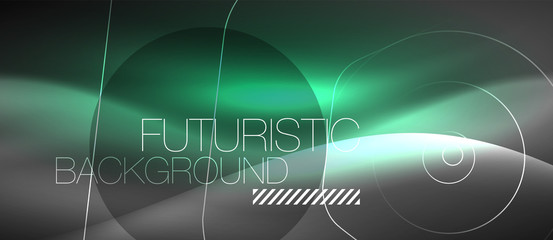 Black and glowing color lines neon design, magin techno template background