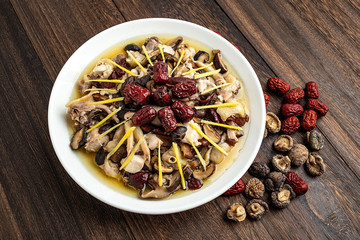 Mushroom red dates steamed chicken