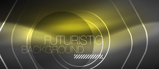 Black and glowing color lines neon design, magin techno template background