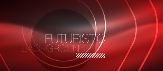 Black and glowing color lines neon design, magin techno template background