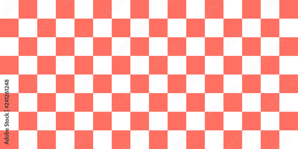 Aufkleber Pattern square seamless coral red and white colors. Checkered pattern abstract background vector.