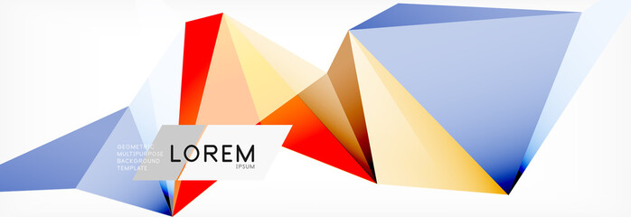 Triangle 3d polygonal art style. Future geometric design. Vector geometry futuristic illustration