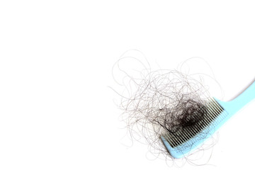 Hair loss, hair fall everyday serious problem, girl with a comb and problem hair. - obrazy, fototapety, plakaty
