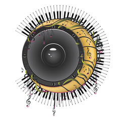 Crescent moon with music notes © AnnaPa