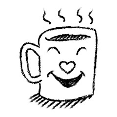 Isolated Cup of hot smile coffee, cartoon illustration