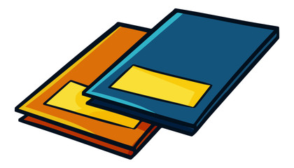 Cute and funny green yellow thin folder for office equipment - vector